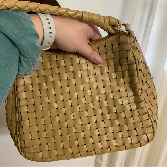 Nine west | camel color woven leather Y2K handbag purse - Picture 9 of 11